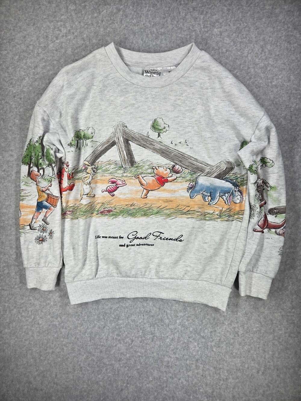 Disney Winnie the Pooh Vintage Style Sweatshirt XS Heather Gray Disney cozy fall